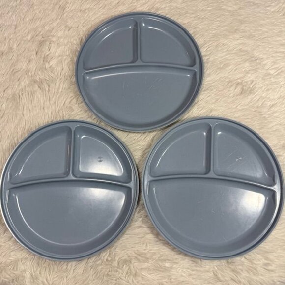 Vintage 6pc Rubbermaid Blue Microwave Servin' Saver Divided Dishes with Lids - Picture 3 of 10